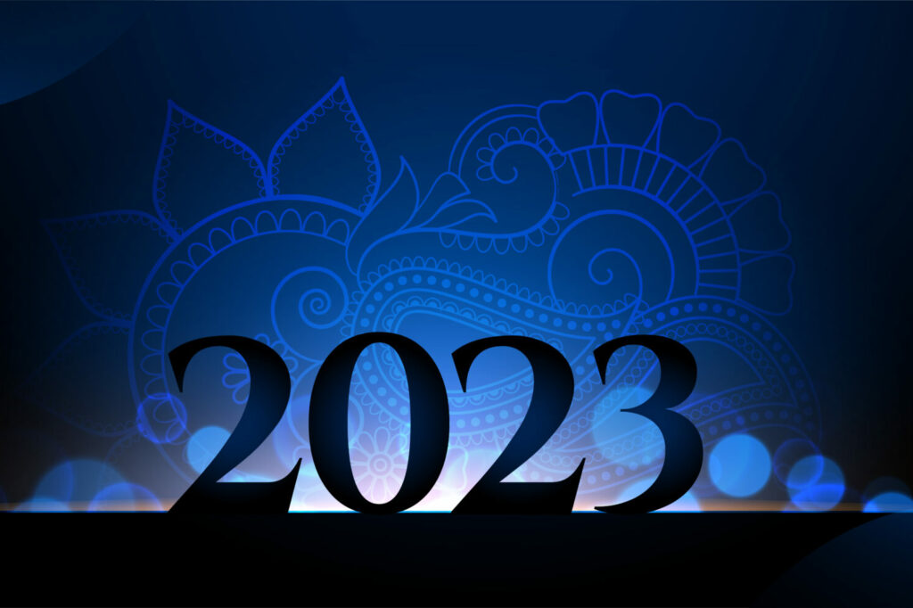 happy new year 2023 festival banner with light effect vector